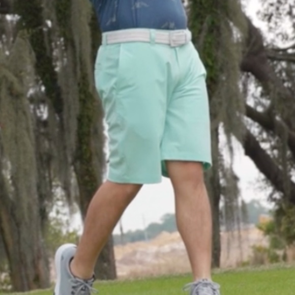TravisMathew On A Boat Golf Shorts - Heather Neptune Green - Picture 2 of 6